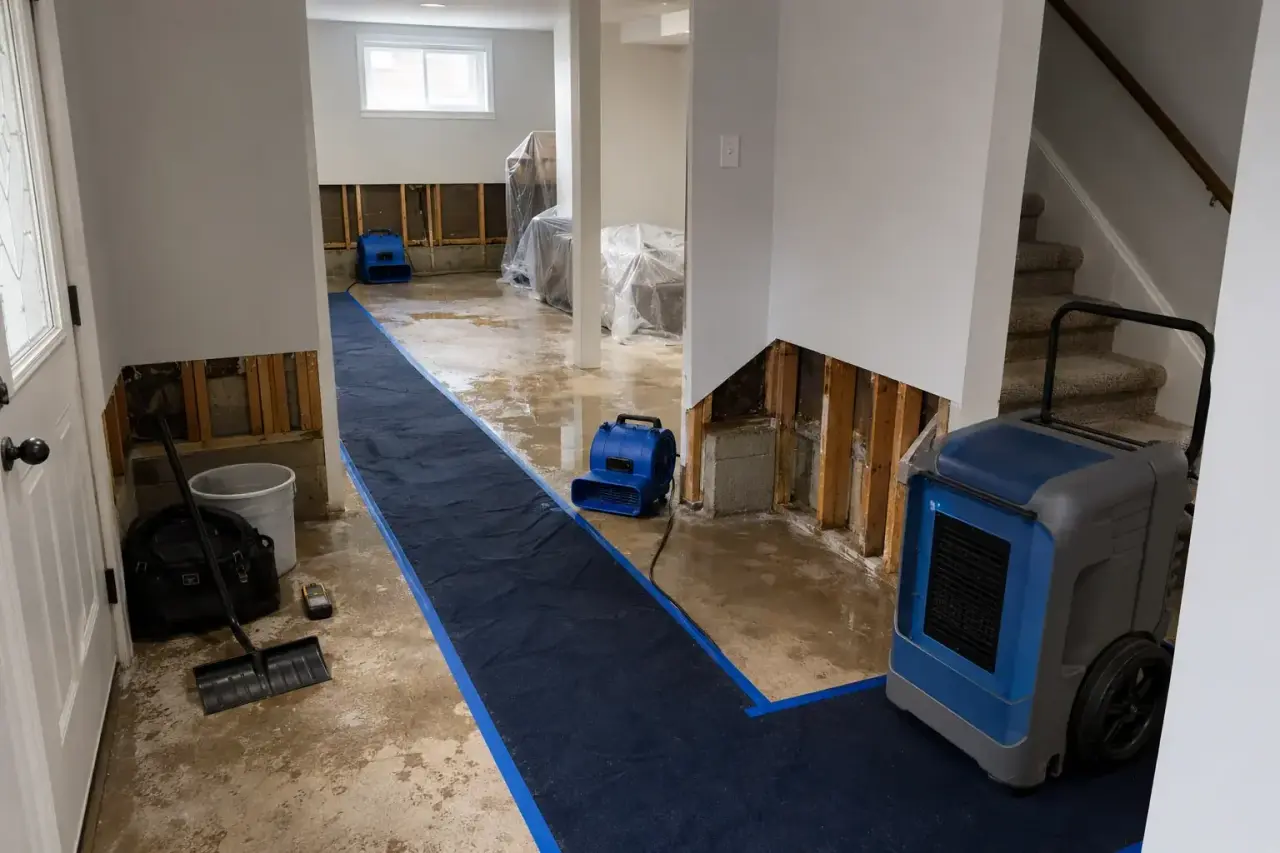 basement flood restoration inspection and documentation setup