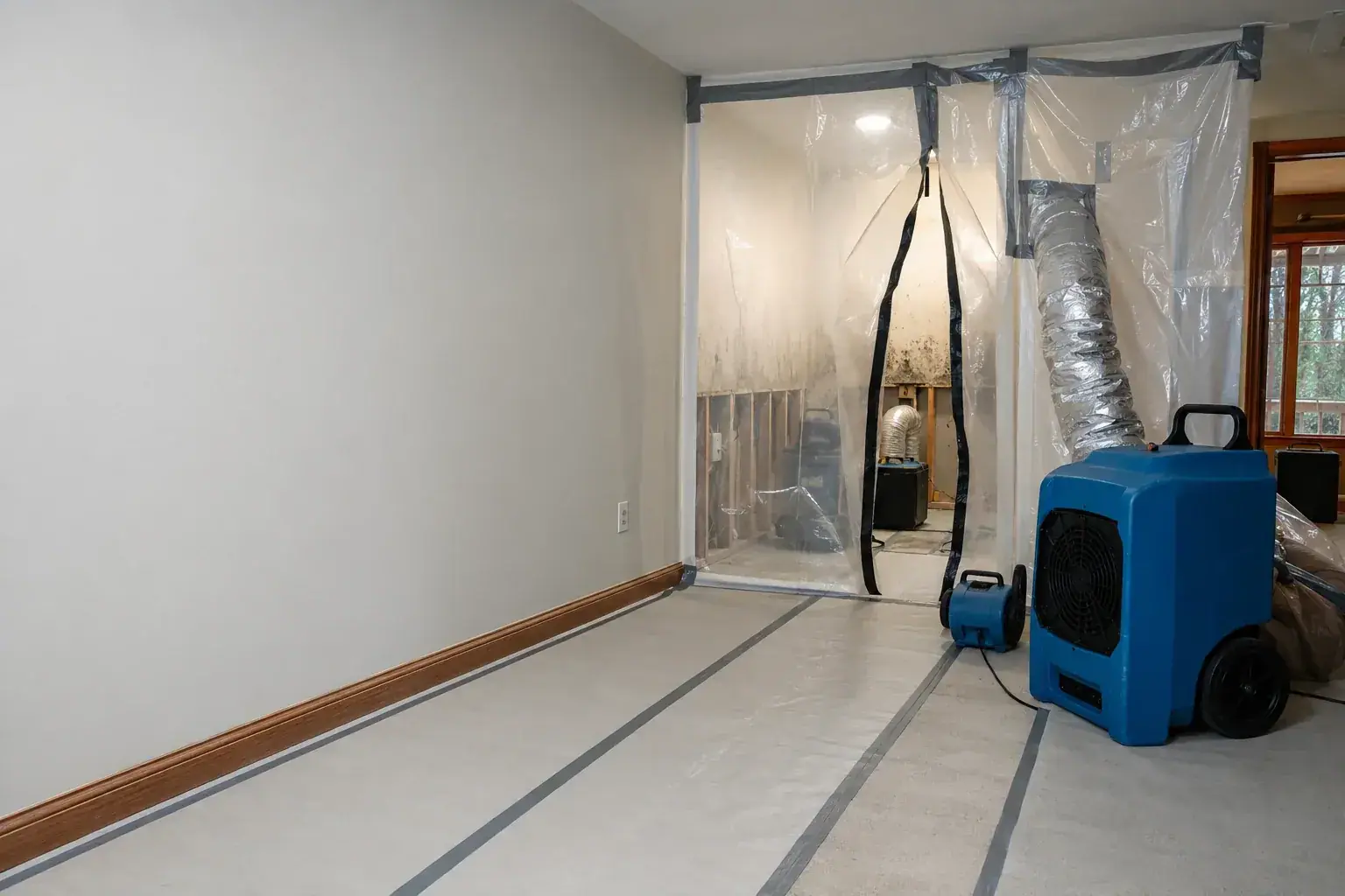 Black Mold Removal Maple professional restoration jobsite