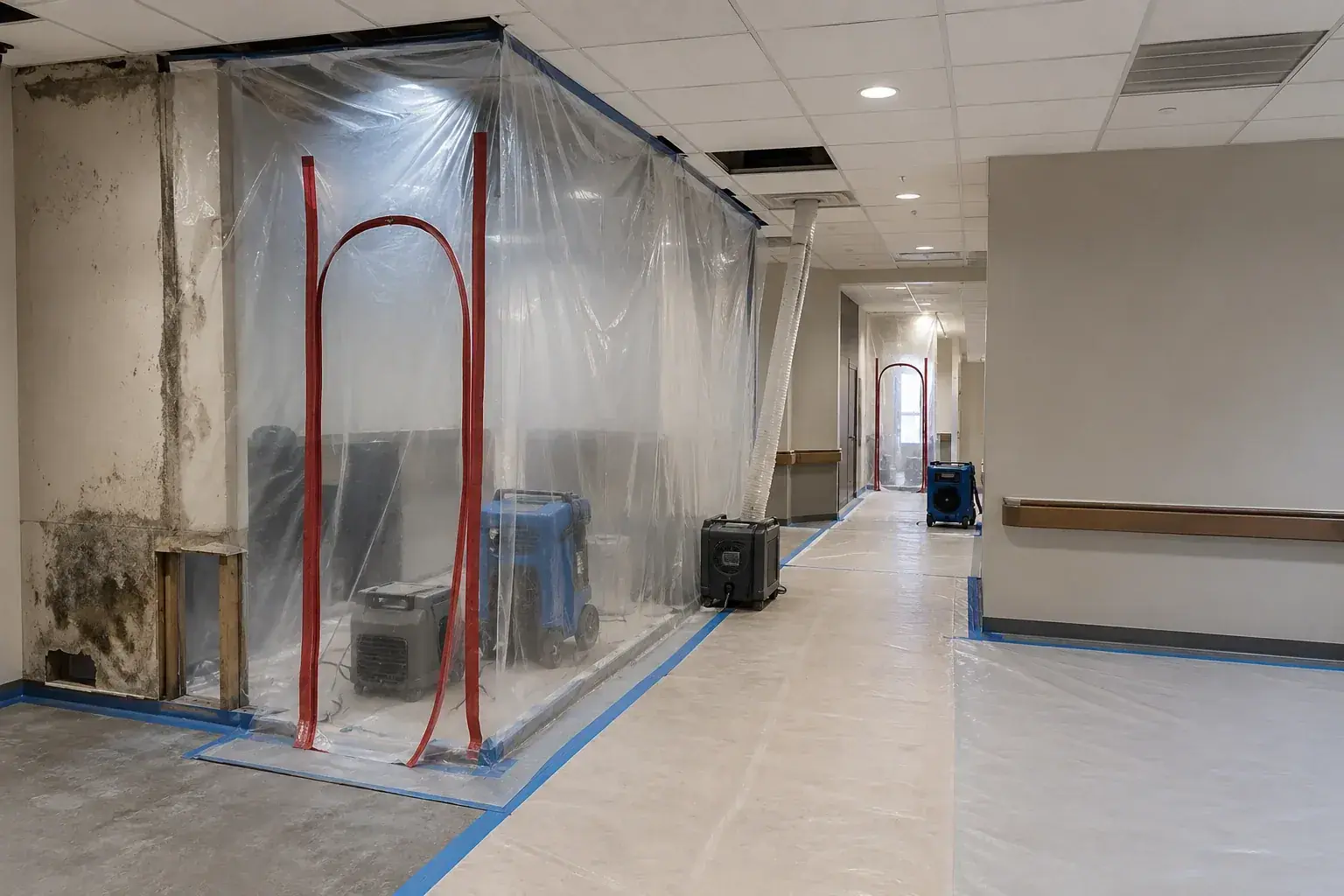 Commercial Mold Remediation Maple professional restoration jobsite