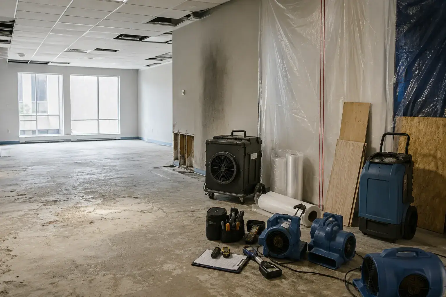 Firstline Restoration team handling customer information during an emergency property response in the GTA