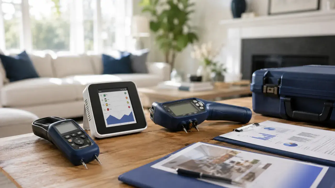 Indoor air-quality testing equipment in a home