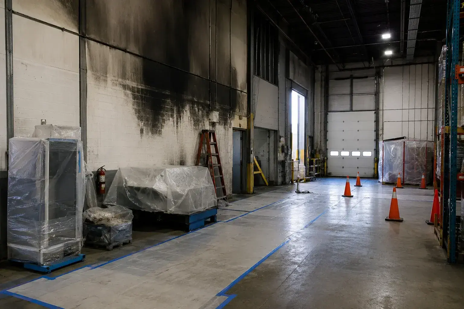 Industrial Fire Damage Restoration Markham professional restoration jobsite