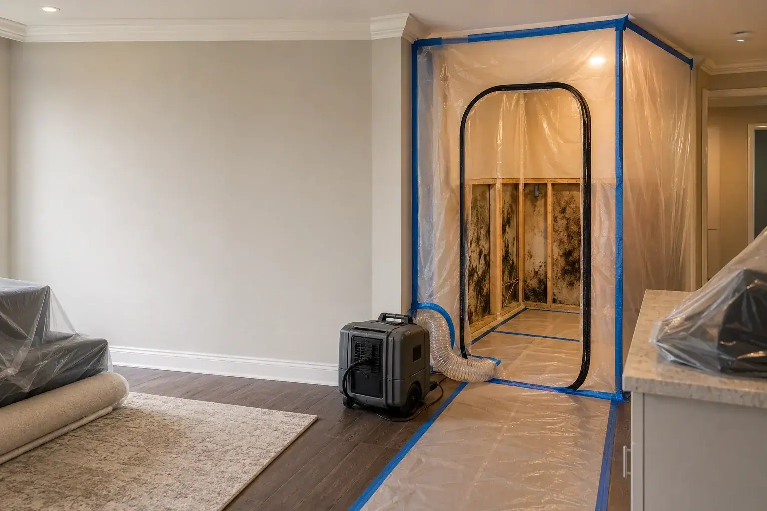 Residential Mold Remediation Maple professional restoration jobsite