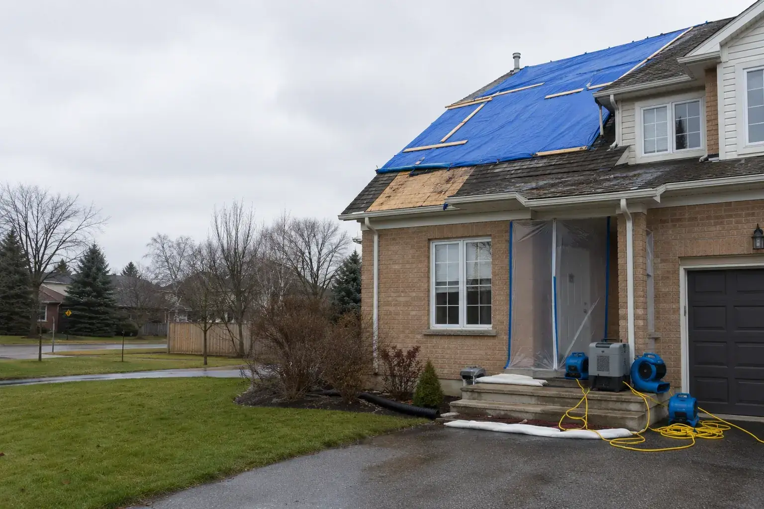 roof tarping services jobsite equipment and emergency response setup