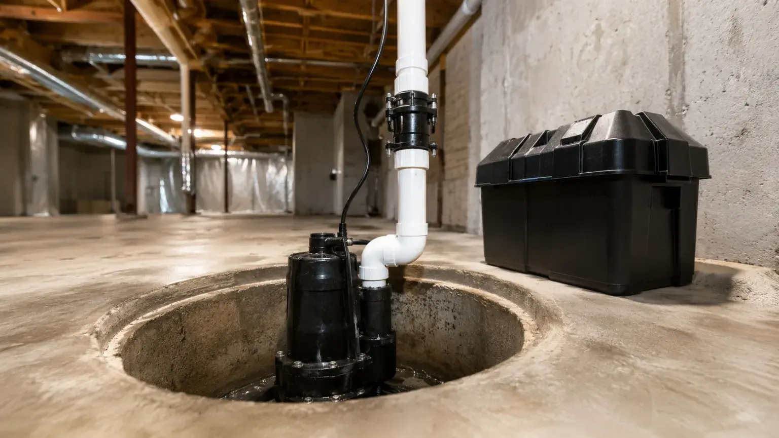 Sump Pump Service and Backup Installation Maple professional restoration jobsite