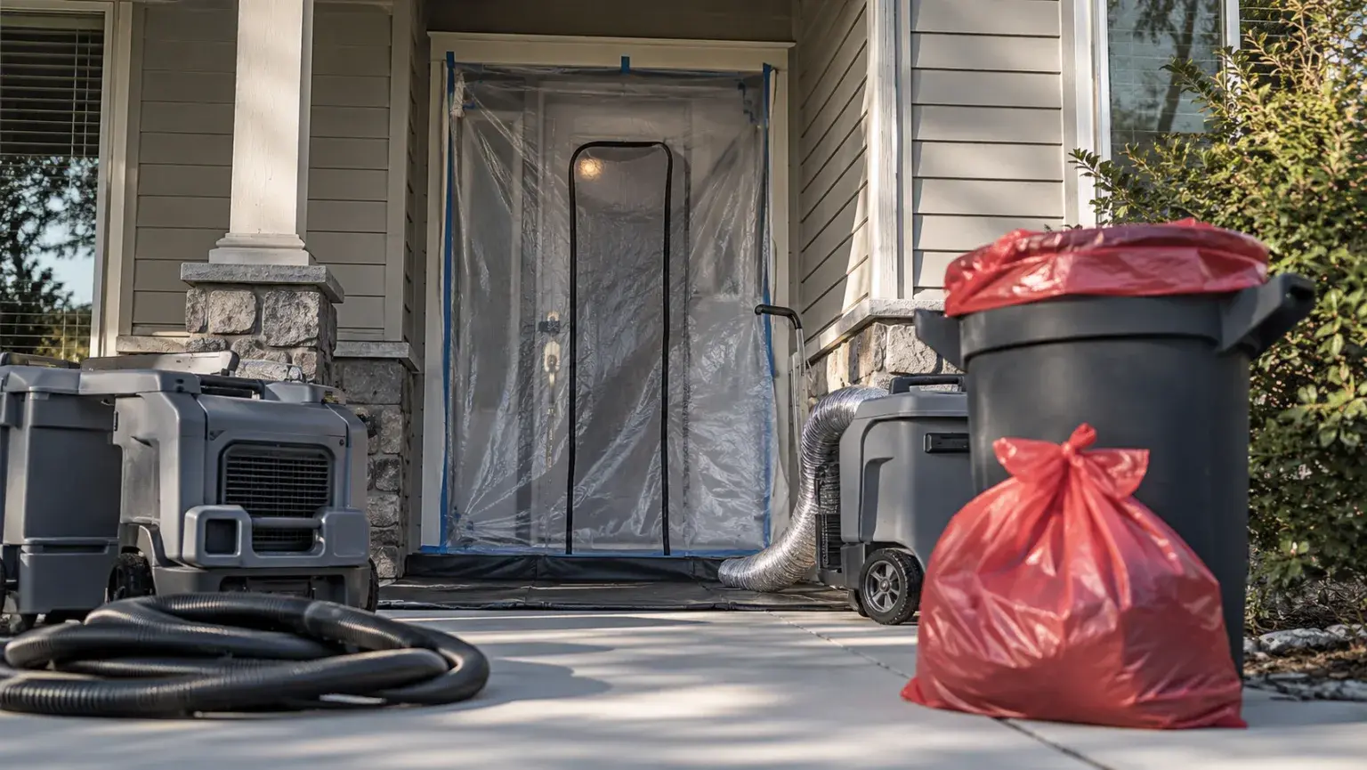 trauma scene cleanup jobsite equipment and emergency response setup