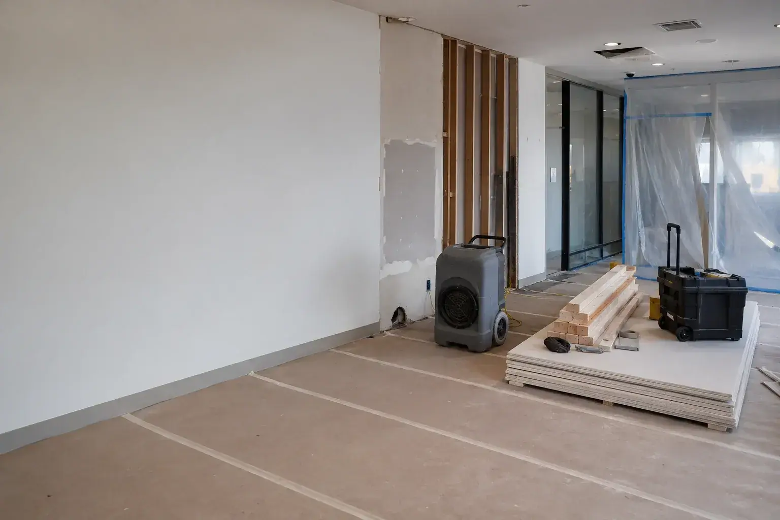 vandalism restoration jobsite equipment and emergency response setup